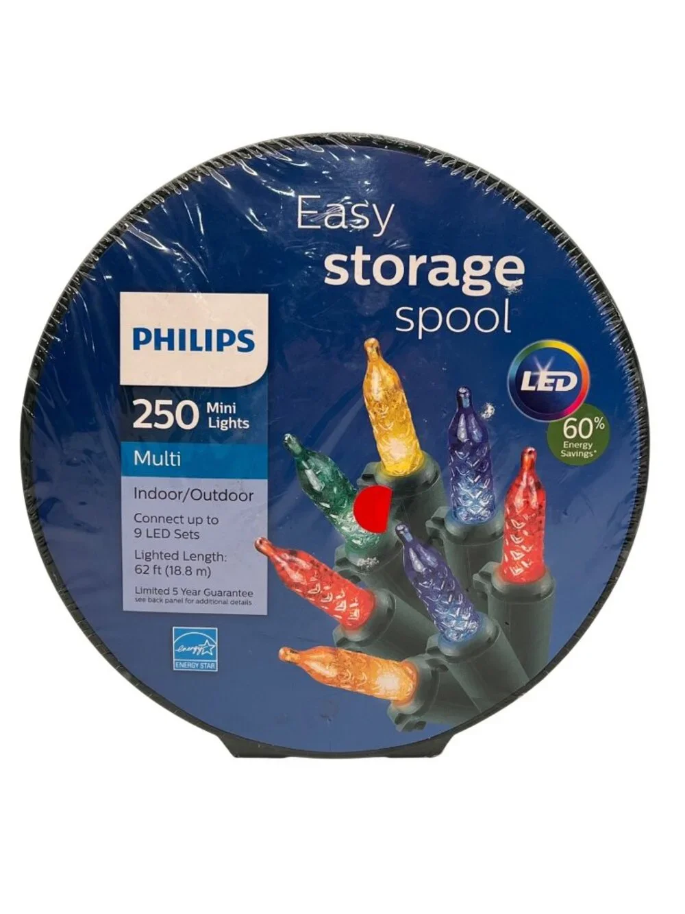 Philips 250 Mini LED Lights Multi-Color Indoor/Outdoor 62 Ft Easy Storage Spool